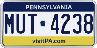 PA license plate MUT4238
