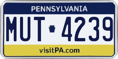 PA license plate MUT4239