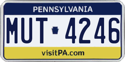PA license plate MUT4246