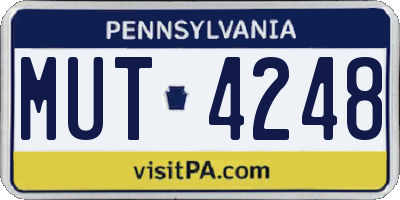 PA license plate MUT4248