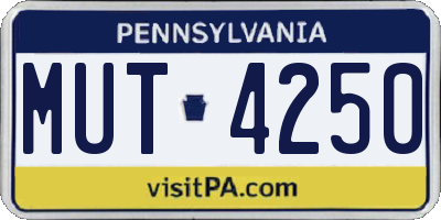 PA license plate MUT4250