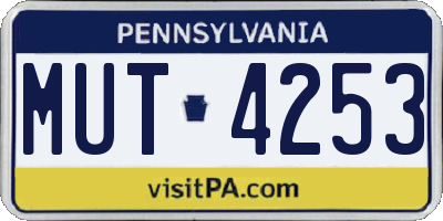 PA license plate MUT4253