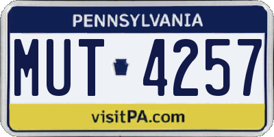 PA license plate MUT4257