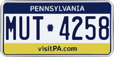 PA license plate MUT4258