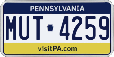 PA license plate MUT4259