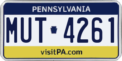 PA license plate MUT4261