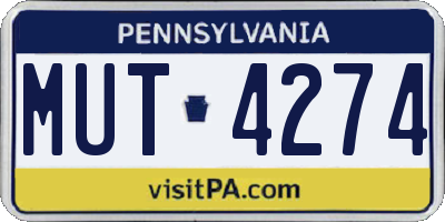 PA license plate MUT4274
