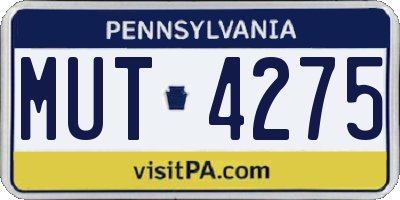 PA license plate MUT4275