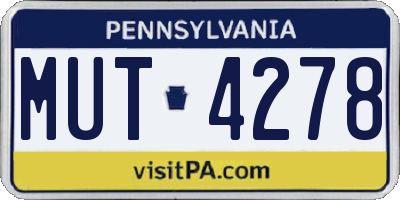 PA license plate MUT4278