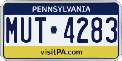 PA license plate MUT4283