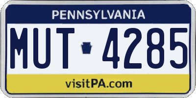 PA license plate MUT4285