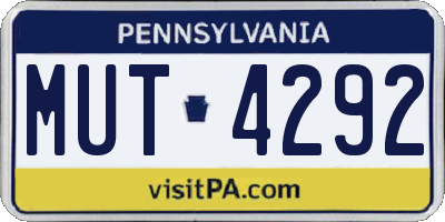 PA license plate MUT4292