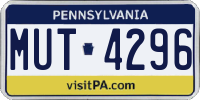 PA license plate MUT4296