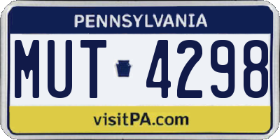 PA license plate MUT4298