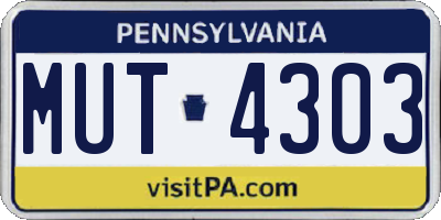 PA license plate MUT4303