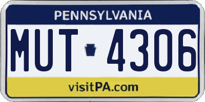 PA license plate MUT4306