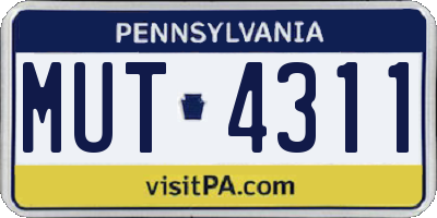 PA license plate MUT4311