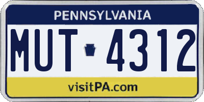 PA license plate MUT4312