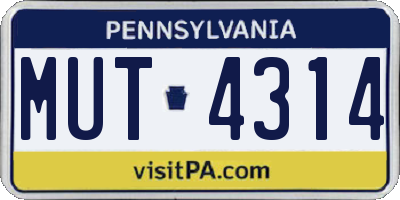 PA license plate MUT4314