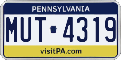 PA license plate MUT4319