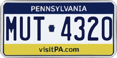 PA license plate MUT4320