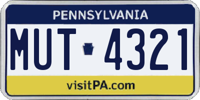 PA license plate MUT4321