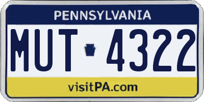 PA license plate MUT4322