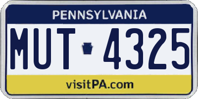 PA license plate MUT4325