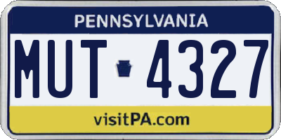 PA license plate MUT4327