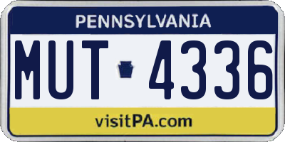 PA license plate MUT4336