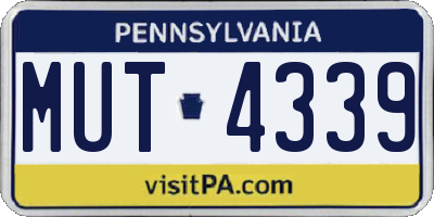 PA license plate MUT4339
