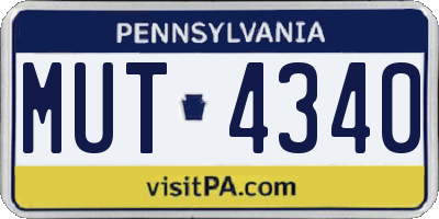 PA license plate MUT4340