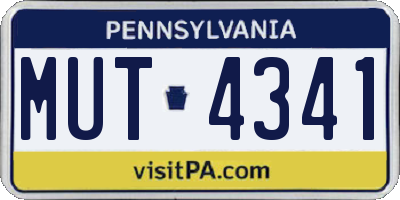 PA license plate MUT4341
