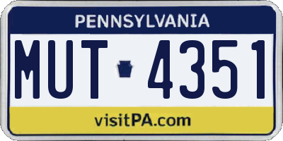 PA license plate MUT4351
