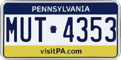 PA license plate MUT4353