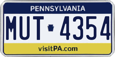 PA license plate MUT4354