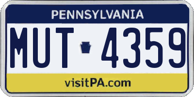 PA license plate MUT4359