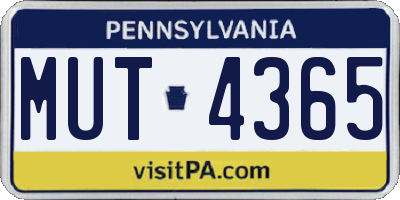 PA license plate MUT4365