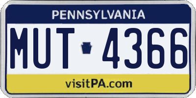 PA license plate MUT4366