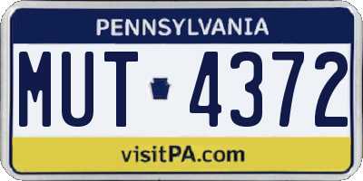 PA license plate MUT4372