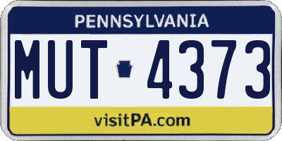 PA license plate MUT4373