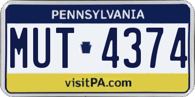 PA license plate MUT4374