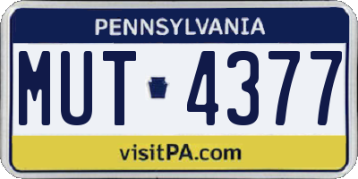 PA license plate MUT4377