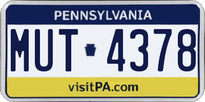 PA license plate MUT4378