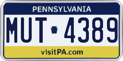 PA license plate MUT4389
