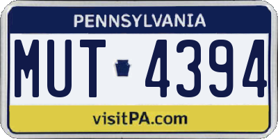 PA license plate MUT4394