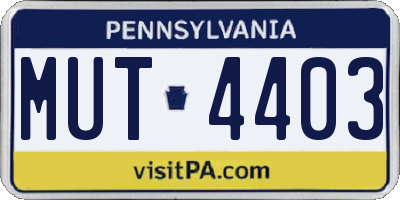 PA license plate MUT4403