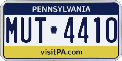 PA license plate MUT4410