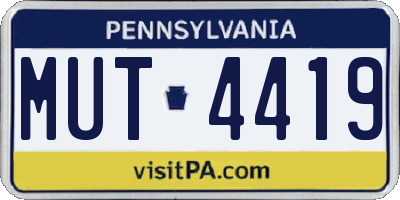 PA license plate MUT4419