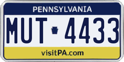 PA license plate MUT4433